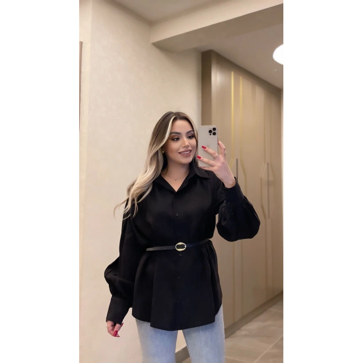 Siyah Kemerli Modal Gömlek