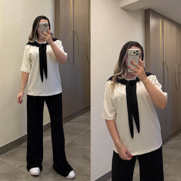 Siyah Fular Detaylı Takım