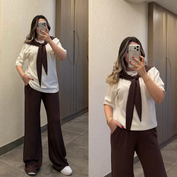 Acı Kahve Fular Detaylı Takım