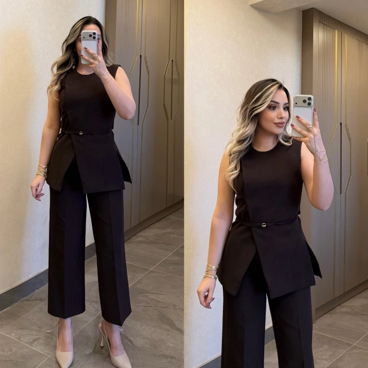 Acı Kahve Yelek Pantolon Takım