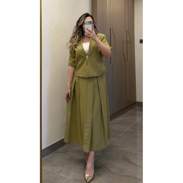 Yeşil Etek Blazer Ceket Takım