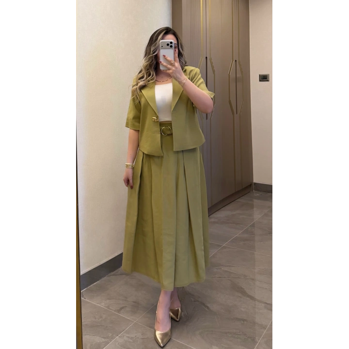 Yeşil Etek Blazer Ceket Takım