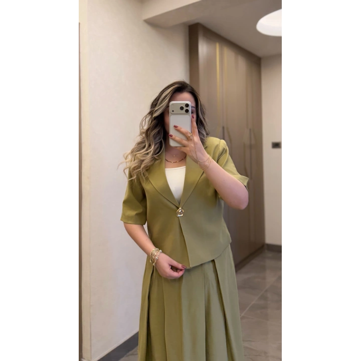 Yeşil Etek Blazer Ceket Takım
