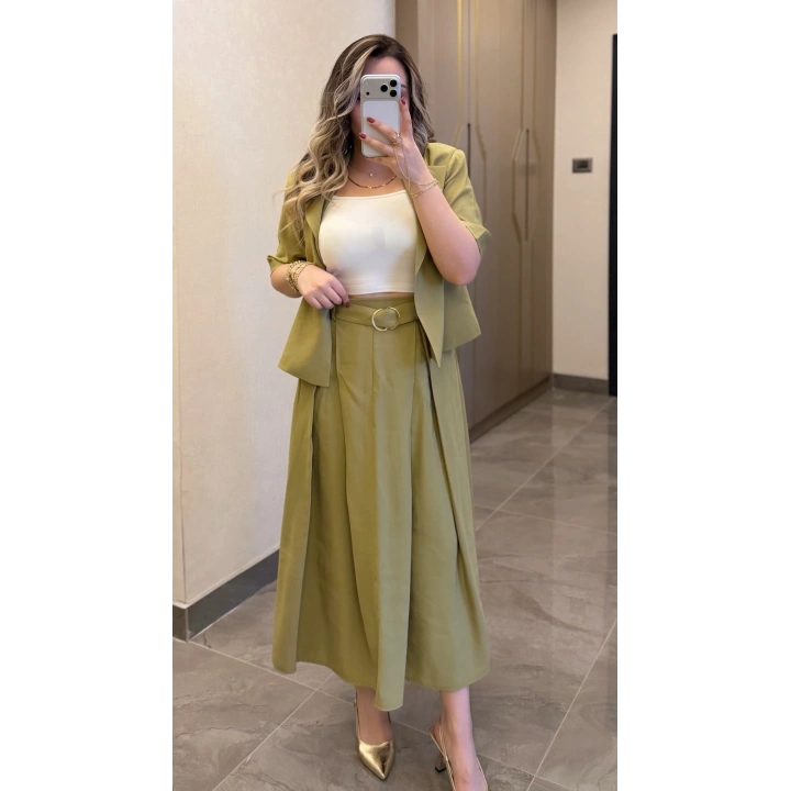Yeşil Etek Blazer Ceket Takım