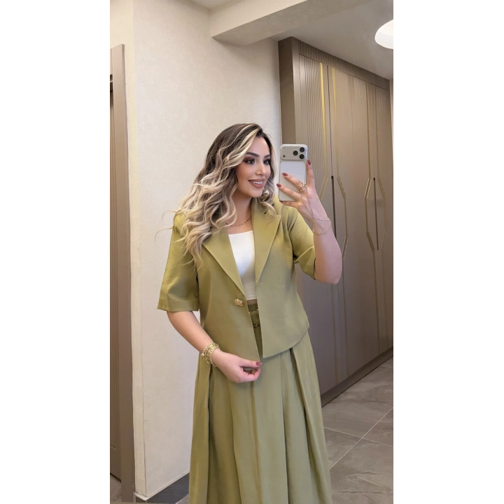 Yeşil Etek Blazer Ceket Takım