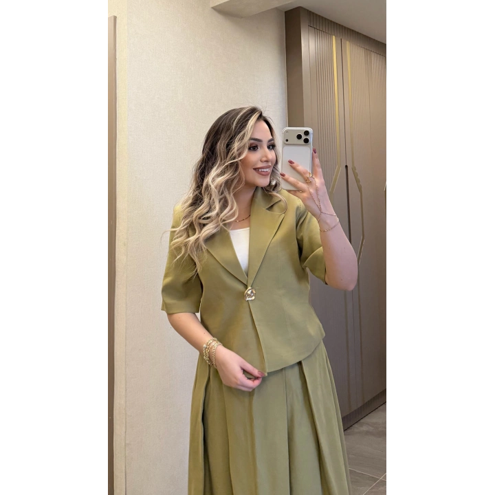 Yeşil Etek Blazer Ceket Takım
