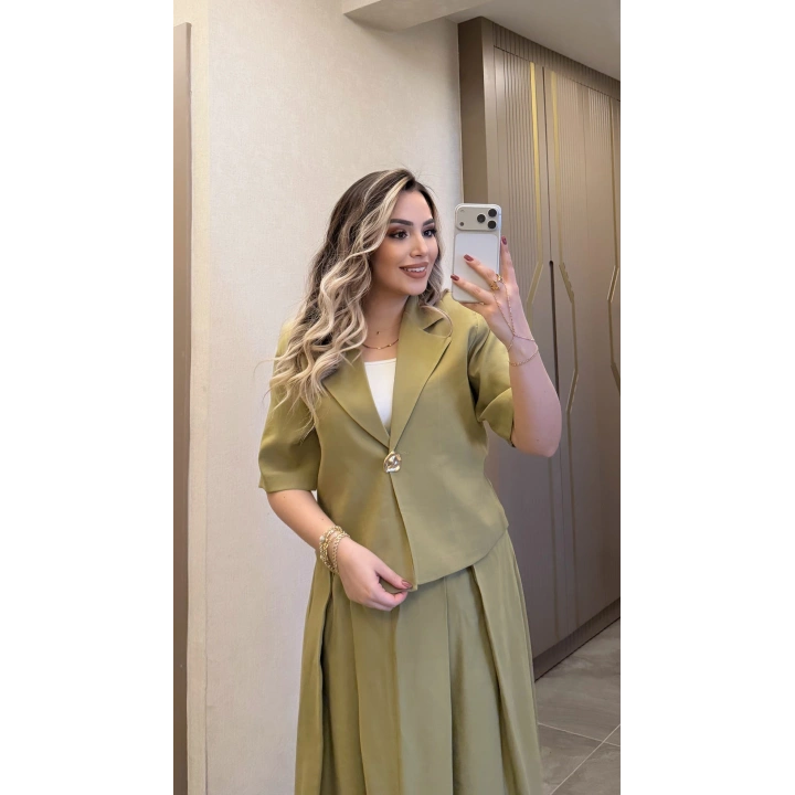 Yeşil Etek Blazer Ceket Takım