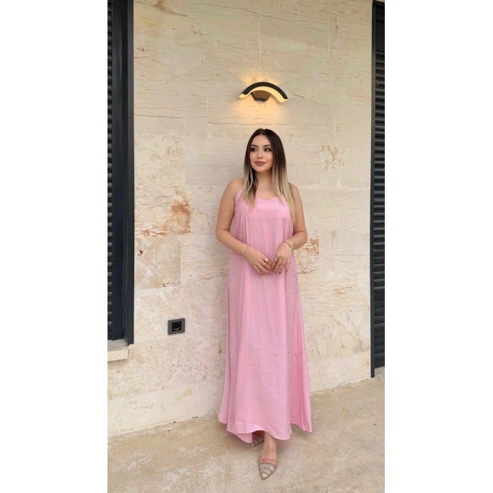 Pembe Askılı Tensel Elbise