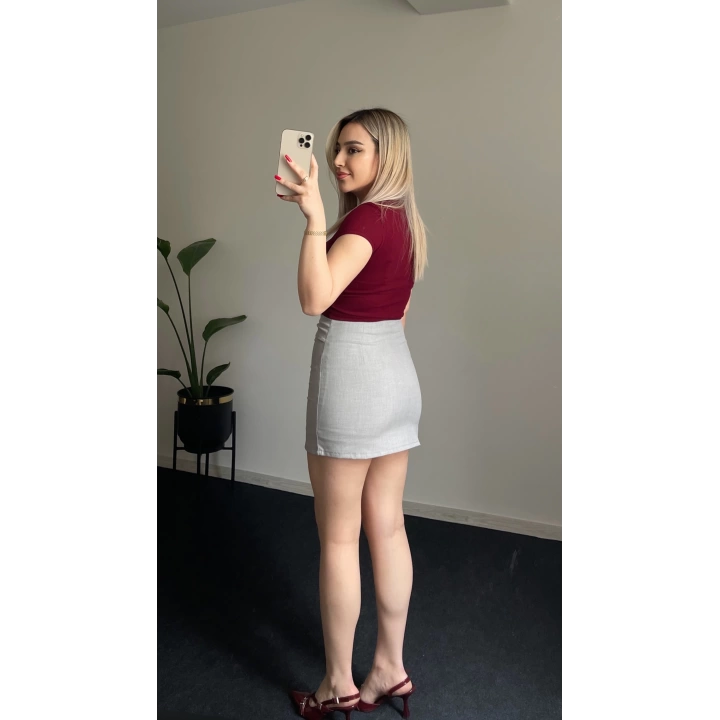 Aksesuarlı Şort Etek