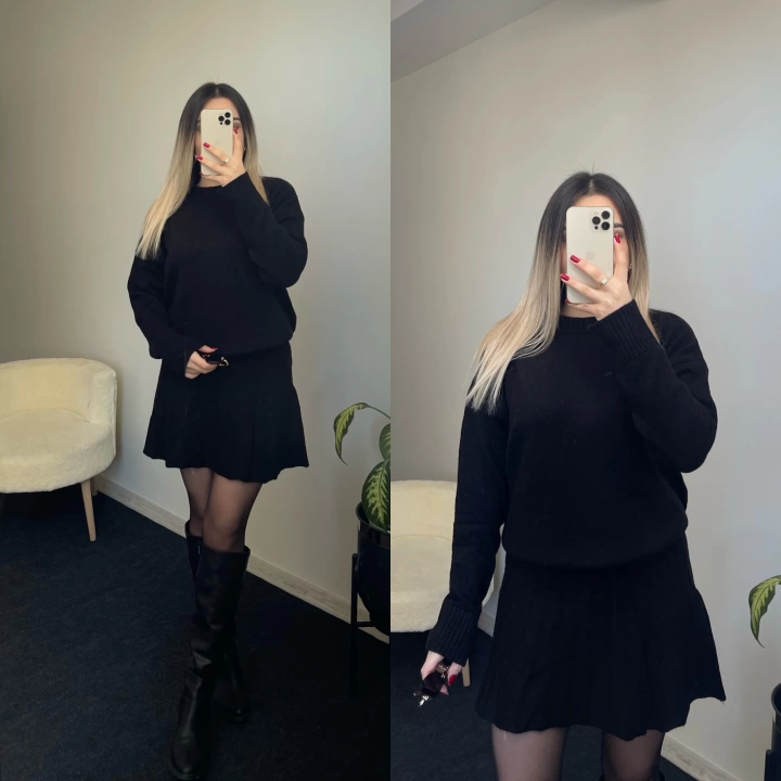 Bisiklet Yaka Etekli Triko Takımlar
