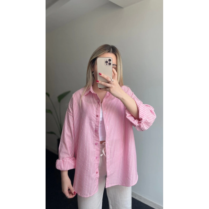 Çizgili Pembe Gömlek