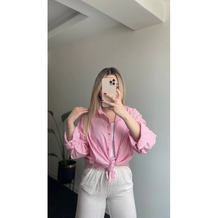 Çizgili Pembe Gömlek