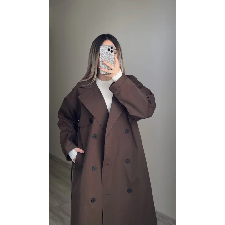 Mssimo Acı Kahve Oversize Trençkot