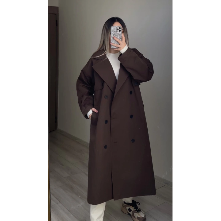 Mssimo Acı Kahve Oversize Trençkot