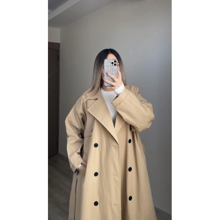 Mssimo Bej Oversize Trençkot