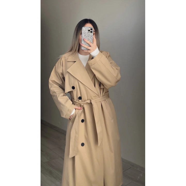 Mssimo Bej Oversize Trençkot