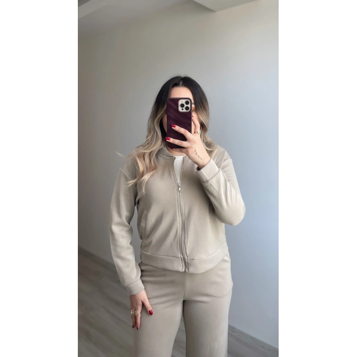 Oysh Bej Bomber Ceketli Eşofman Takımı