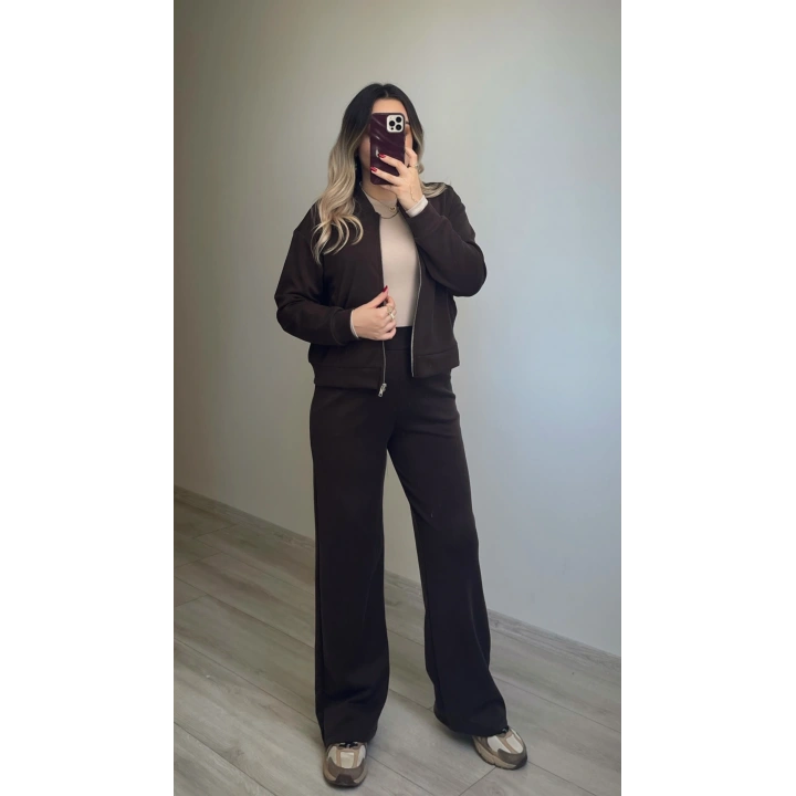 Oysh Bomber Ceketli Acı Kahve Eşofman Takımı