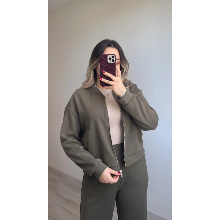 Oysh Haki Bomber Ceketli Eşofman Takımı