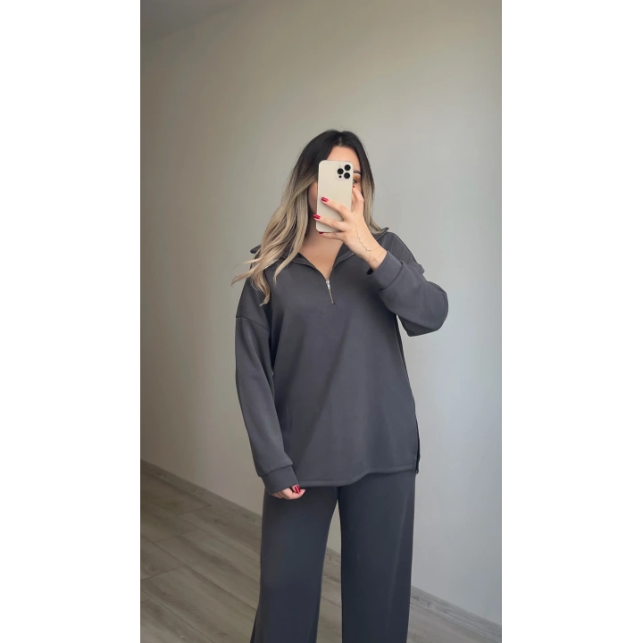 Oysh Yarım Fermuarlı Eşofman Takımı Antrasit