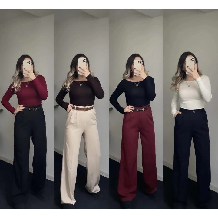 Pensli Bol Paça Kumaş Pantolon