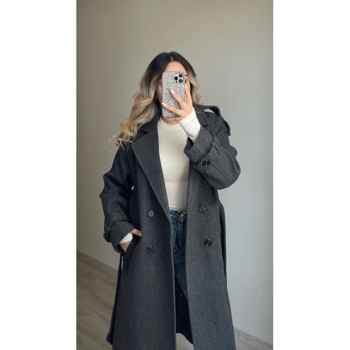 Premium Kaşe Kaban Antrasit