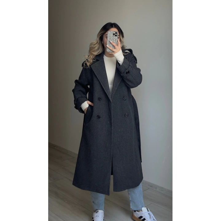 Premium Kaşe Kaban Antrasit