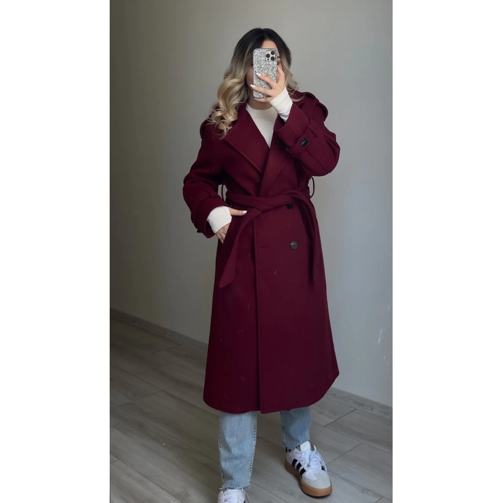 Premium Kaşe Kaban Bordo