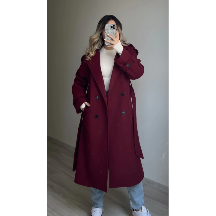 Premium Kaşe Kaban Bordo