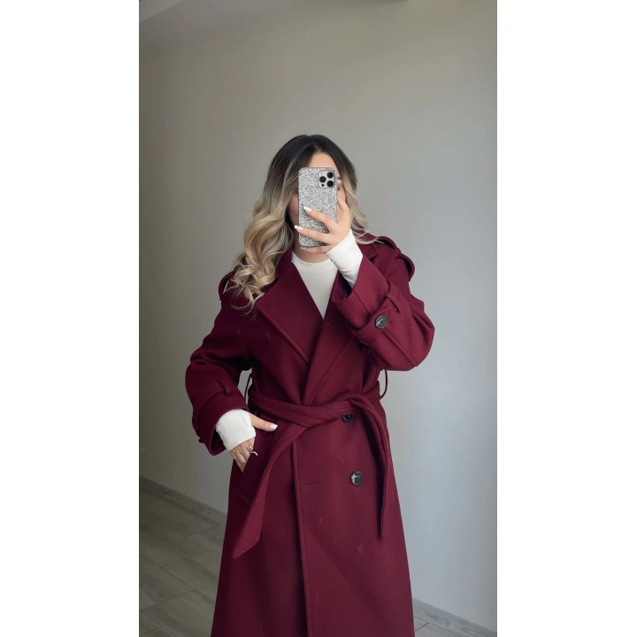 Premium Kaşe Kaban Bordo