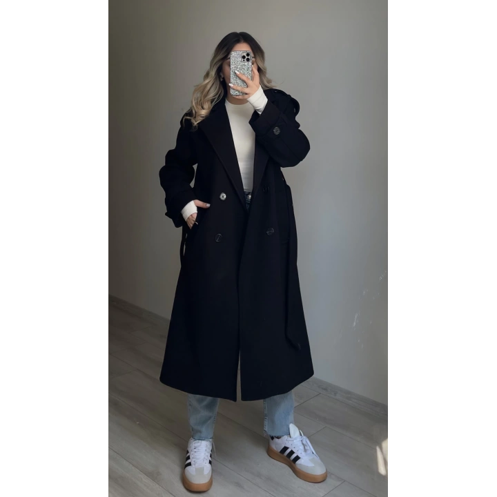 Premium Kaşe Kaban Siyah