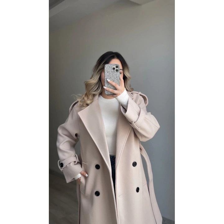 Premium Kaşe Kaban Taş Rengi