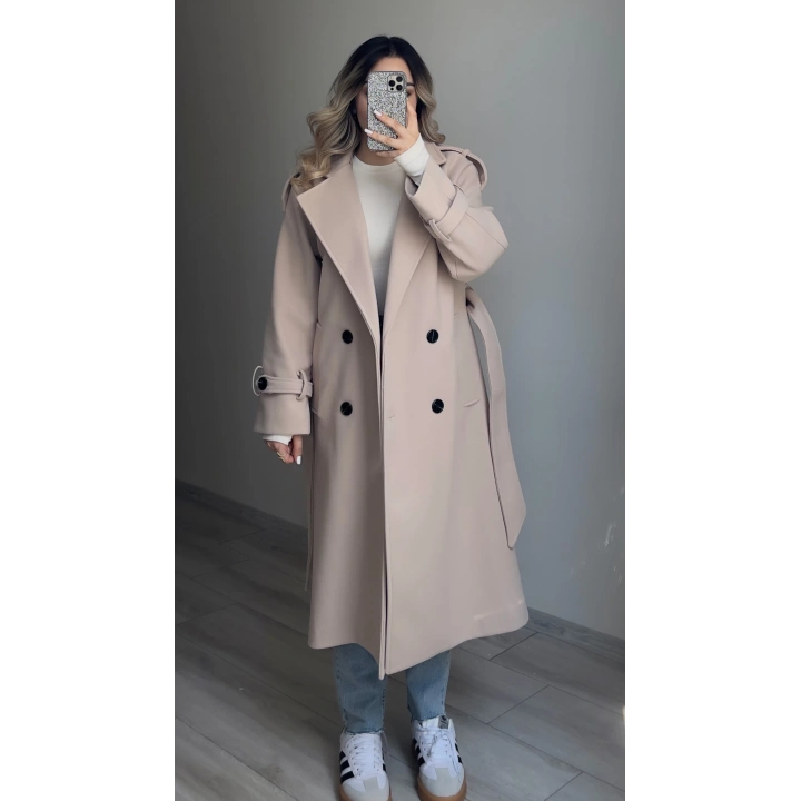 Premium Kaşe Kaban Taş Rengi