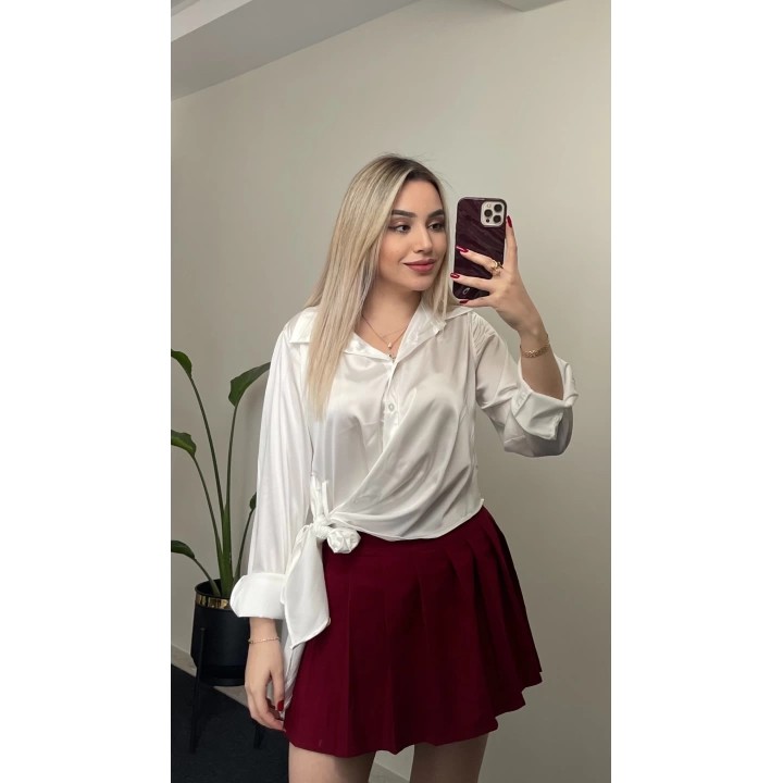 Yandan Bağlamalı Saten Gömlekler