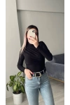 Siyah Büzgülü Bluz