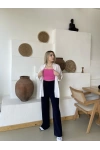 Oysh Modal Kumaş Lacivert Ekstra Yüksek Bel Pantolon