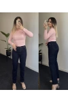 ZR Dark Blue Likralı Mom Fit Jean