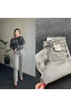 ZR Gri Likralı Momfit Jean