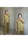 Yağ Yeşili Saten Takım