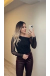 Işıltılı Siyah Bluz