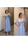 Bebe Mavi Yakası Büzgülü Müslin Elbise