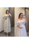 Beyaz Yakası Büzgülü Müslin Elbise