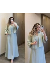 Mint Keten Elbise Ceket Takım