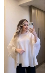 Beyaz Tensel Pelerin Bluz