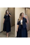 Lacivert Etek Blazer Ceket Takım