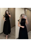 Göğüs Büzgülü Siyah Elbise