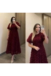 Bordo Güllü Elbise