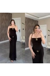 Acı Kahve Yıldız Aksesuarlı Elbise