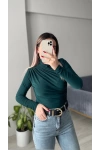Zümrüt Yeşili Büzgülü Bluz