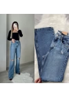 Dizi Yırtık Wide Leg Jean ZR